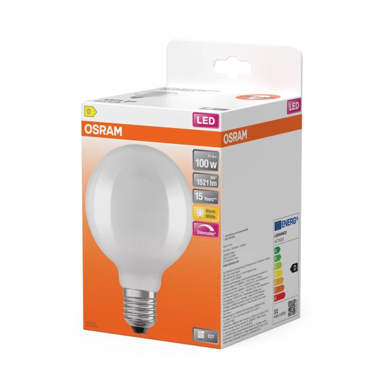 Mleczna żarówka LED Star Classic G95 E27 11W 4000K 1521lm ściemnialna OSRAM