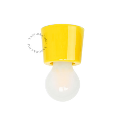 Porcelain ceiling lamp, wall lamp Annie E27 yellow Zangra