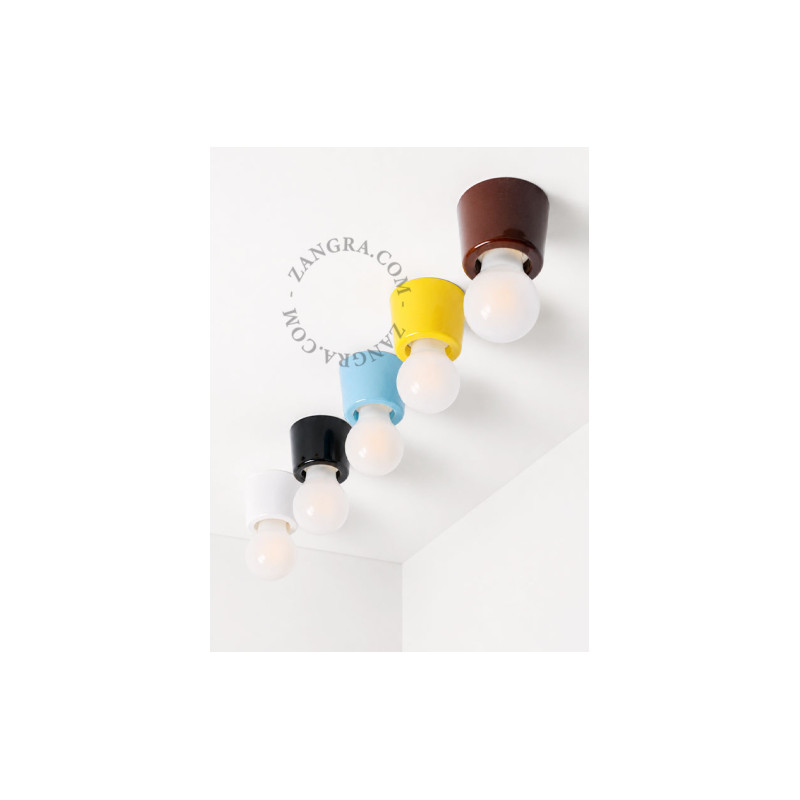 Porcelain ceiling lamp, wall lamp Annie E27 yellow Zangra