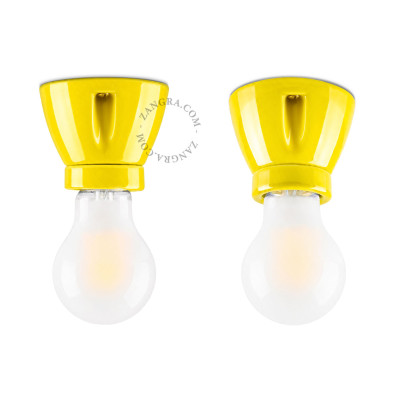 Ceiling / wall lamp yellow porcelain light.020.c.y, E27 Zangra