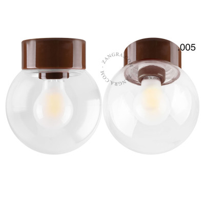 Porcelanowa lampa sufitowa david.c.br z przezroczystym szklanym kloszem 005 brązowa Zangra