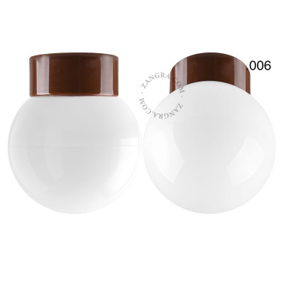 Porcelanowa lampa sufitowa david.c.br z mlecznym szklanym kloszem 006 brązowa Zangra