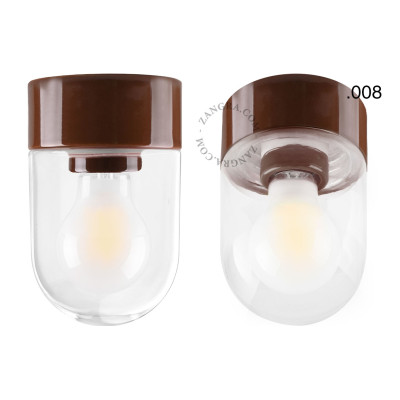 Porcelanowa lampa sufitowa david.c.br z przezroczystym szklanym kloszem 008 brązowa Zangra