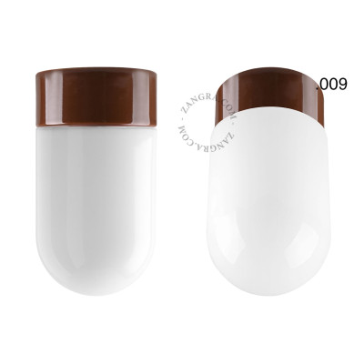 Porcelain ceiling lamp david.c.br with opal glass shade 009 brown Zangra