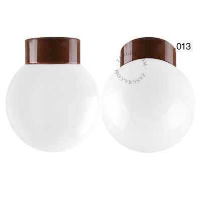 Porcelanowa lampa sufitowa david.c.br z mlecznym plastikowym kloszem 013 brązowa Zangra