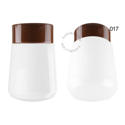 Porcelanowa lampa sufitowa david.c.br z mlecznym szklanym kloszem 017 brązowa Zangra