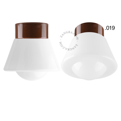 Porcelain ceiling lamp david.c.br with milky glass shade 019 brown Zangra