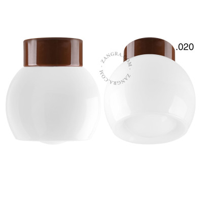 Porcelain ceiling lamp david.c.br with milky glass shade 020 brown Zangra