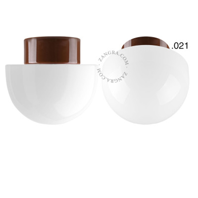 Porcelain ceiling lamp david.c.br with milky glass shade 021 brown Zangra