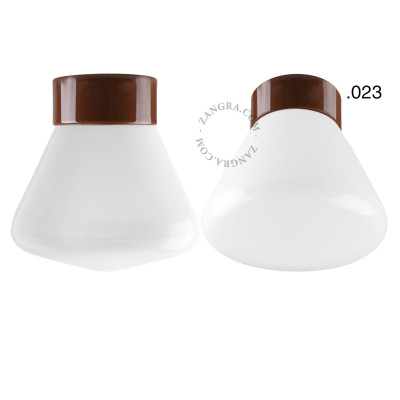 Porcelain ceiling lamp david.c.br with milky glass shade 023 brown Zangra