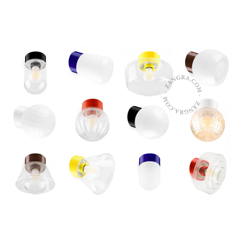 Porcelanowa lampa sufitowa david.c.br z przezroczystym szklanym kloszem 027 brązowa Zangra