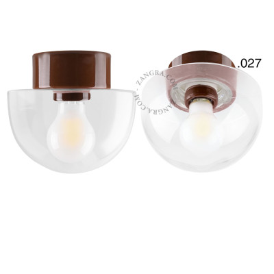 Porcelanowa lampa sufitowa david.c.br z przezroczystym szklanym kloszem 027 brązowa Zangra