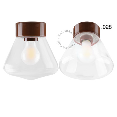 Porcelanowa lampa sufitowa david.c.br z przezroczystym szklanym kloszem 028 brązowa Zangra