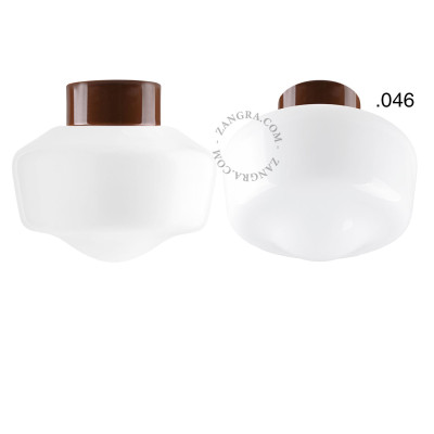 Porcelanowa lampa sufitowa david.c.br z mlecznym szklanym kloszem 046 brązowa Zangra