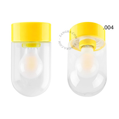 Porcelain ceiling lamp david.c.y with transparent glass shade 004 yellow Zangra