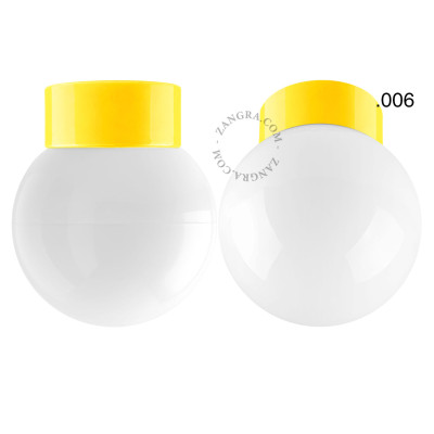 Porcelanowa lampa sufitowa david.c.y z mlecznym szklanym kloszem 006 żółta Zangra