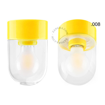 Porcelain ceiling lamp david.c.y with transparent glass shade 008 yellow Zangra