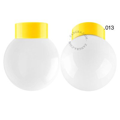 Porcelain ceiling lamp david.c.y with opal plastic shade 013 yellow Zangra