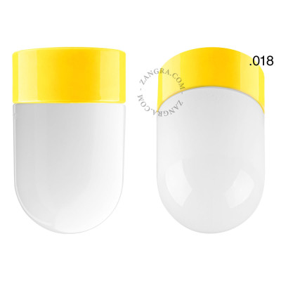 Porcelain ceiling lamp david.c.y with opal glass shade 018 yellow Zangra