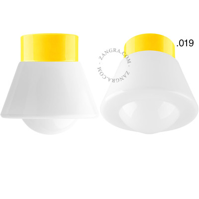 Porcelain ceiling lamp david.c.y with opal glass shade 019 yellow Zangra