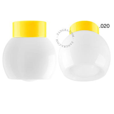 Porcelain ceiling lamp david.c.y with opal glass shade 020 yellow Zangra