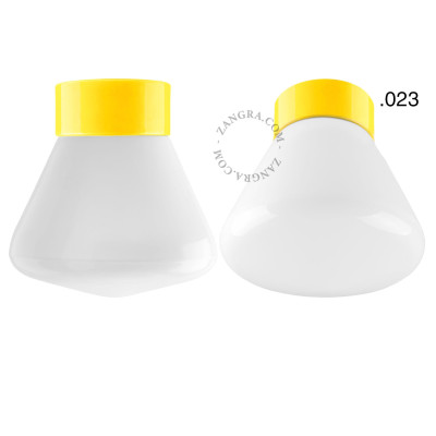 Porcelain ceiling lamp david.c.y with opal glass shade 023 yellow Zangra