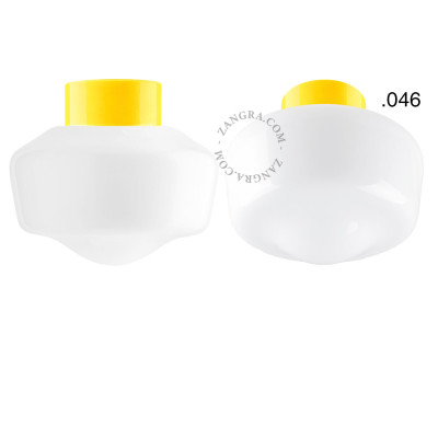 Porcelain ceiling lamp david.c.y with opal glass shade 046 yellow Zangra