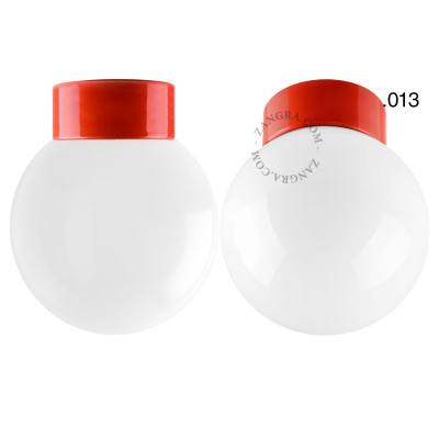 Porcelain ceiling lamp david.c.r with opal plastic shade 013 red Zangra
