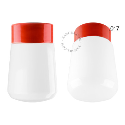 Porcelanowa lampa sufitowa david.c.r z mlecznym szklanym 017 czerwona Zangra