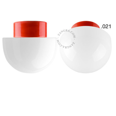 Porcelain ceiling lamp david.c.r with opal glass shade 021 red Zangra