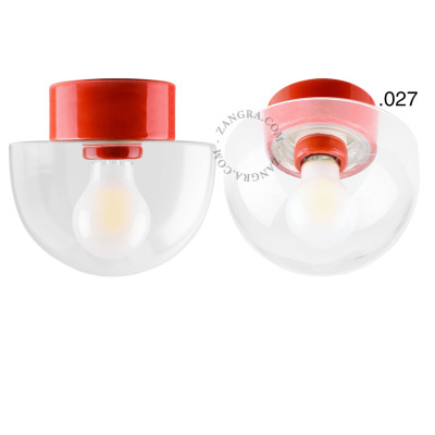 Porcelanowa lampa sufitowa david.c.r z przezroczystym szklanym 027 czerwona Zangra