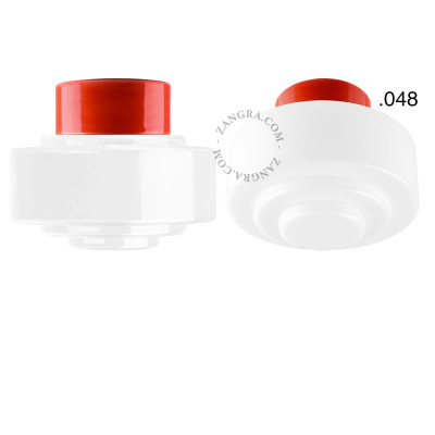 Porcelain ceiling lamp david.c.r with opal glass shade 048 red Zangra