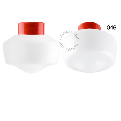 Porcelanowa lampa sufitowa david.c.r z mlecznym szklanym 046 czerwona Zangra