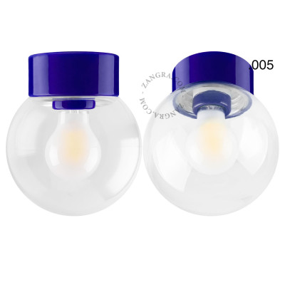 Porcelain ceiling lamp david.c.bl with transparent glass shade 005 blue Zangra