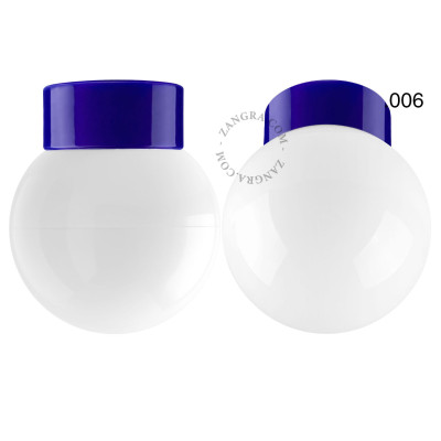 Porcelain ceiling lamp david.c.bl with opal glass shade 006 blue Zangra