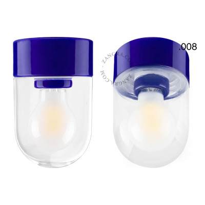 Porcelanowa lampa sufitowa david.c.bl z przezroczystym szklanym kloszem 008 niebieska Zangra