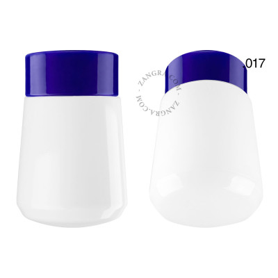Porcelain ceiling lamp david.c.bl with opal glass shade 017 blue Zangra