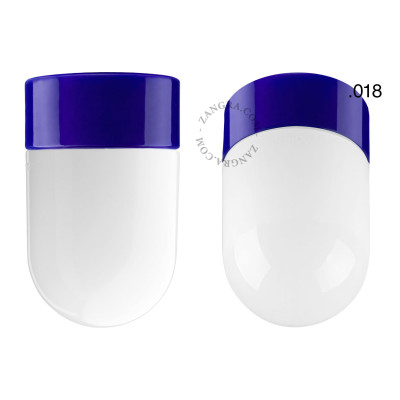 Porcelain ceiling lamp david.c.bl with opal glass shade 018 blue Zangra