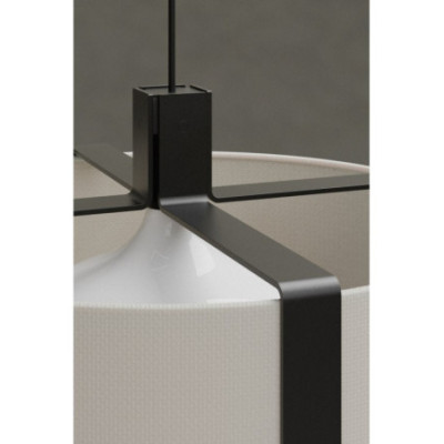 Czarna lampa wisząca Okolo 35 z białym tekstylnym abażurem Grupa Products