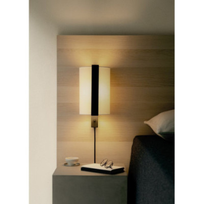 Grupa Okolo Wall Small Black, White Wall Light with White Fabric Shade
