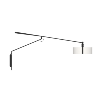 Czarna lampa ścienna Okolo Wall Long z białym tekstylnym abażurem Grupa Products