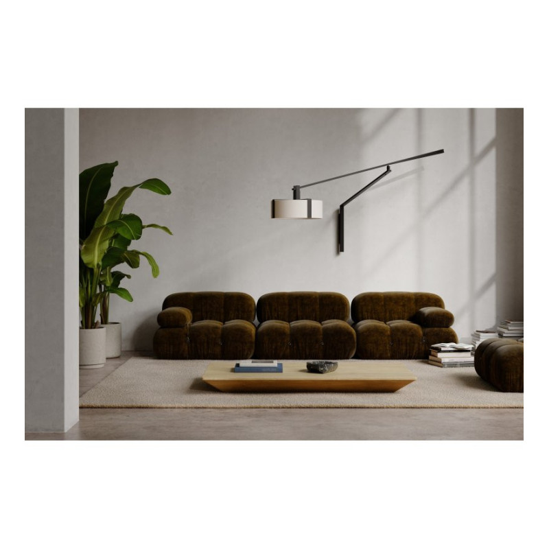 Czarna lampa ścienna Okolo Wall Long z białym tekstylnym abażurem Grupa Products