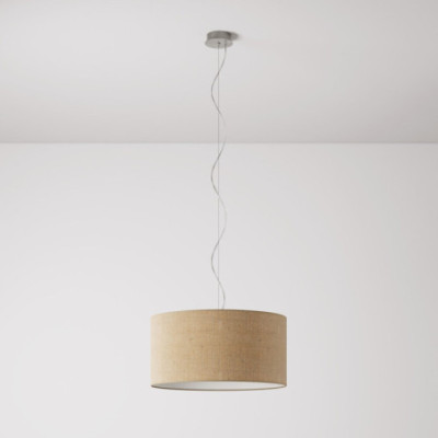 Lampa z naturalnej Juty wisząca Cilindro Medium z abażurem FPN