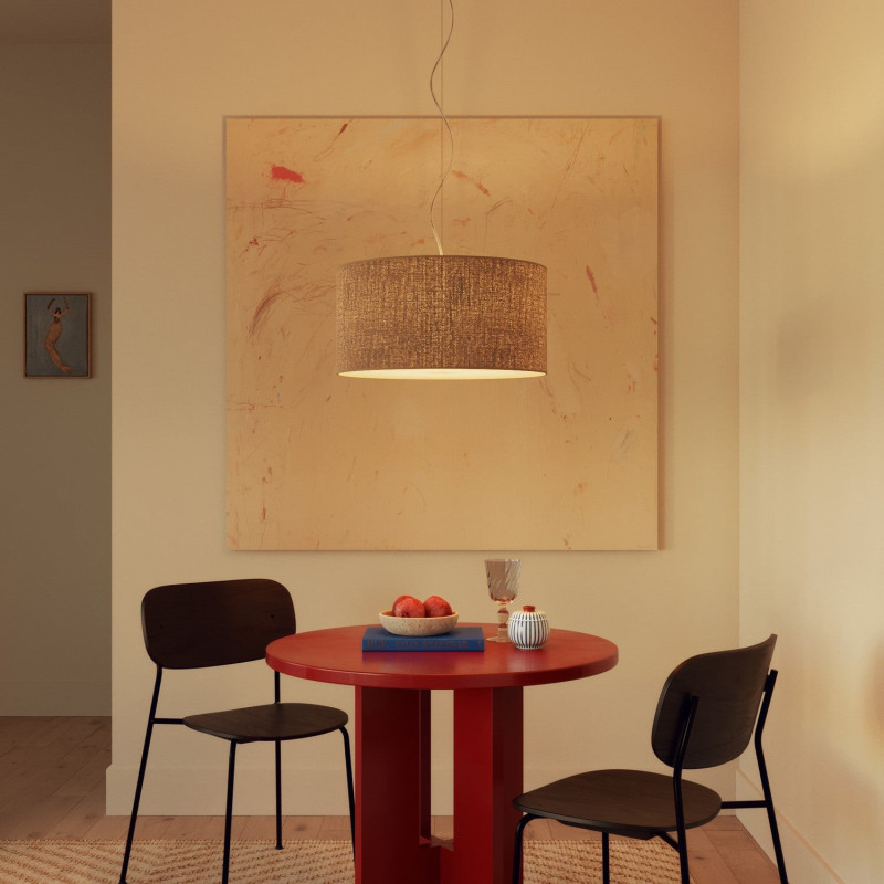 Lampa z naturalnej Juty wisząca Cilindro Medium z abażurem FPN