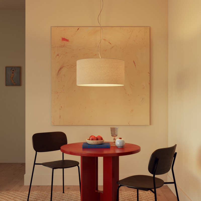 lampa wisząca Cilindro Medium Lana w kolorze białym z abażurem FPN