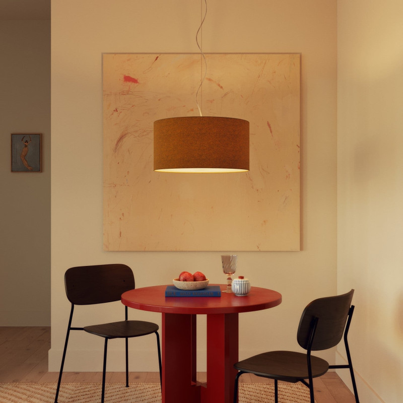lampa wisząca Cilindro Medium Lana w kolorze musztardowym z abażurem FPN