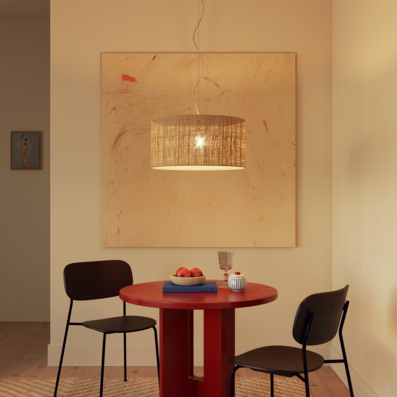 lampa wisząca Cilindro Medium Raphia z abażurem FPN