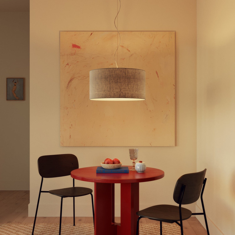 lampa wisząca Cilindro Medium Camelot w kolorze jasnoszarym z abażurem FPN