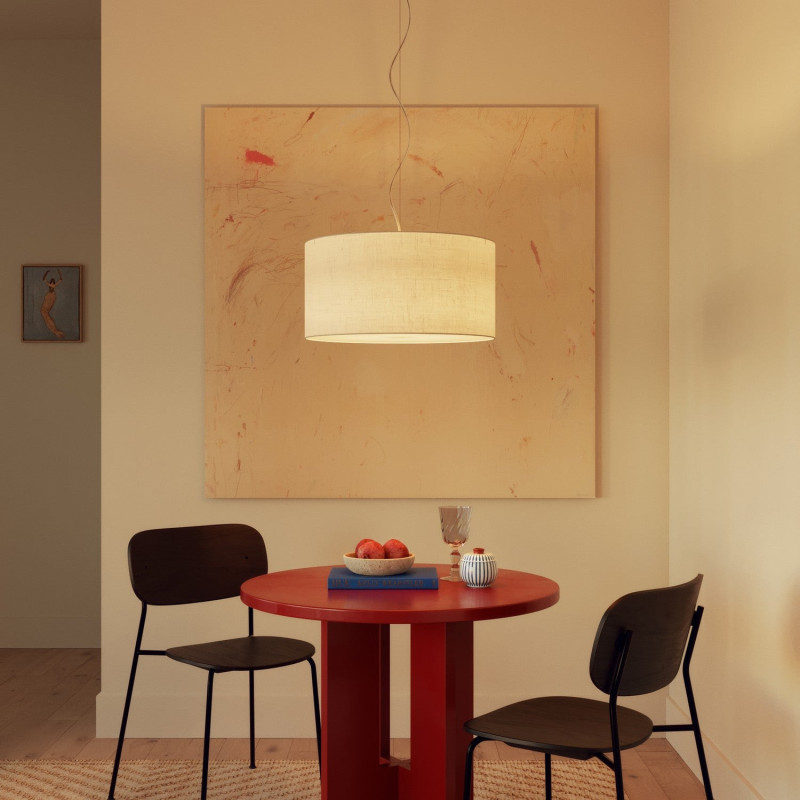 lampa wisząca Cilindro Medium Lino w kolorze szarym z abażurem FPN