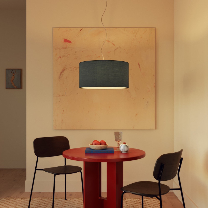 lampa wisząca Cilindro Medium Teletta w kolorze surowym niebieskim z abażurem FPN